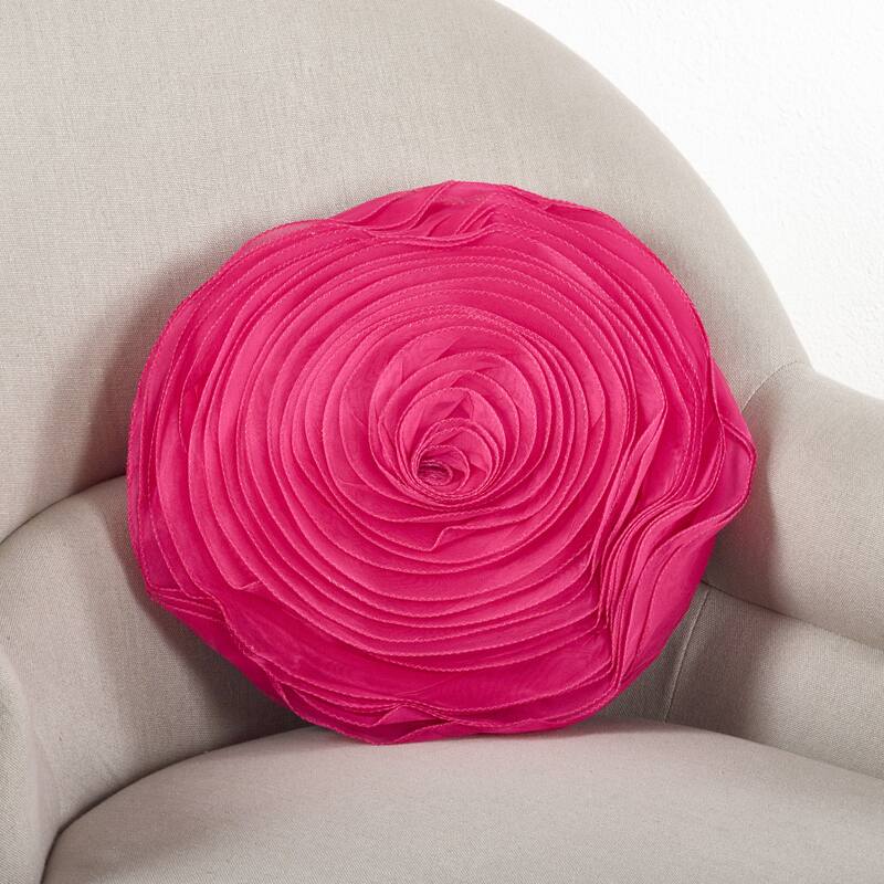 Rose Design Throw Pillow - Fucshia - 16"x16"