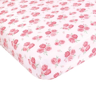 Hudson Baby Infant Girl Cotton Fitted Crib Sheet, Blush Rose, One Size - Blush Rose - One Size