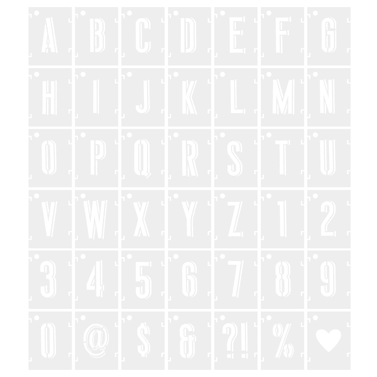 1 Inch Letter Number Stencils Symbol Templates with Ring Shadow