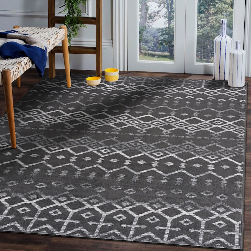 Beverly Rug Modern Bohemian Trellis Indoor Area Rug with Jute Backing for Living Room, Kitchen, Bedroom