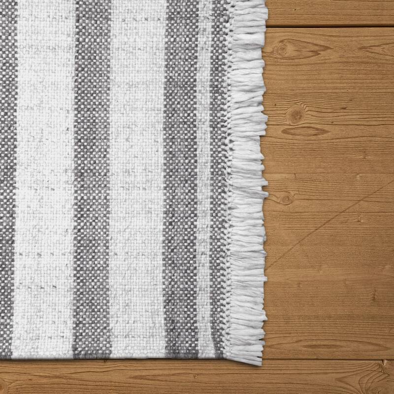 Ash Traditional Striped Fringe Performance Indoor/Outdoor Area Rug by Sevita
