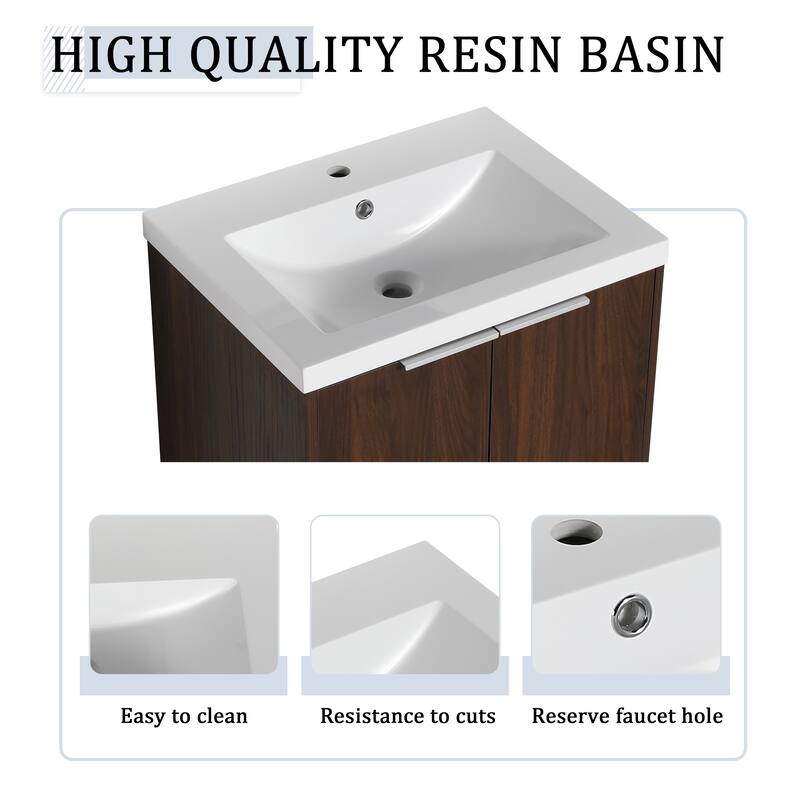 60 Inch Bathroom Vanity with Soft Close Doors, Resin Sink, Ample Storage and Matching Small Shelves (KD Packing)