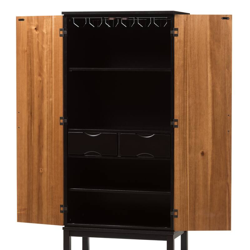 Mid-Century Two-Tone Wine Cabinet by Baxton Studio