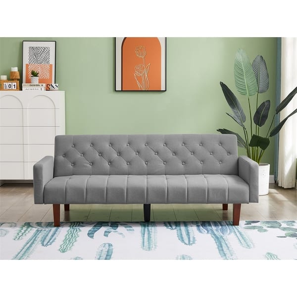 Linen Futon Sofa Couch for Living Room Convertible Fabric Upholstered