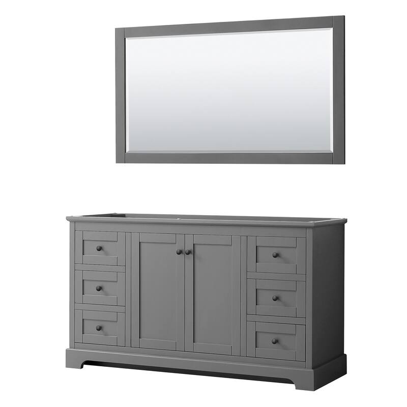 Wyndham Collection Avery 60" Single Free Standing Vanity Cabinet - - Dark Gray / Matte Black Hardware
