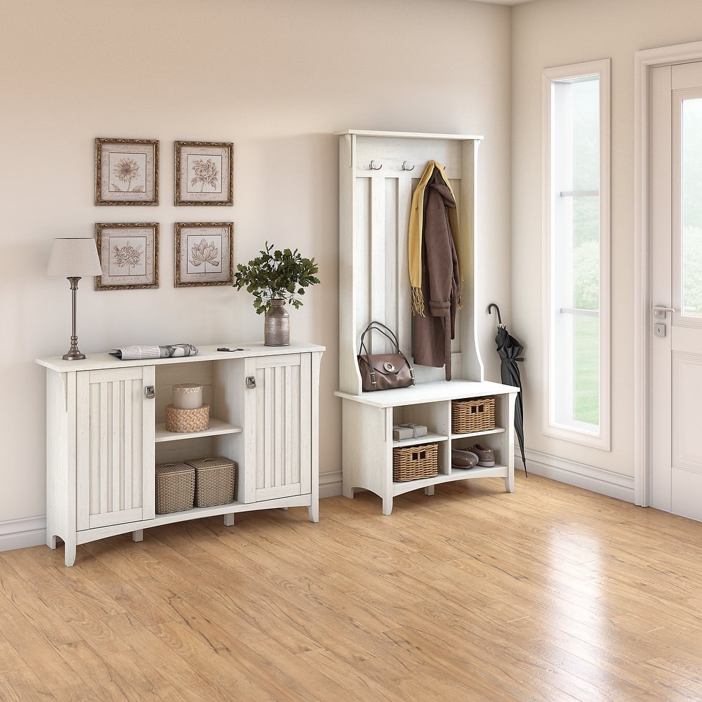Salinas Entryway Storage Set with Hall Tree, Shoe Bench and Cabinet