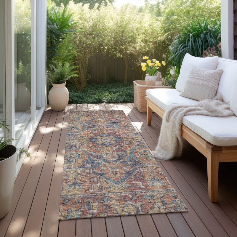 Machine Washable Indoor/ Outdoor Traditional Persian Chantille Rug