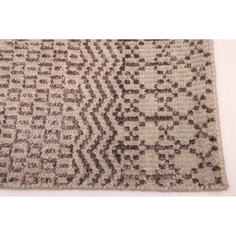 ECARPETGALLERY Hand-knotted Silk Shadow Grey Silk, Wool Rug - 5'2 x 7'6