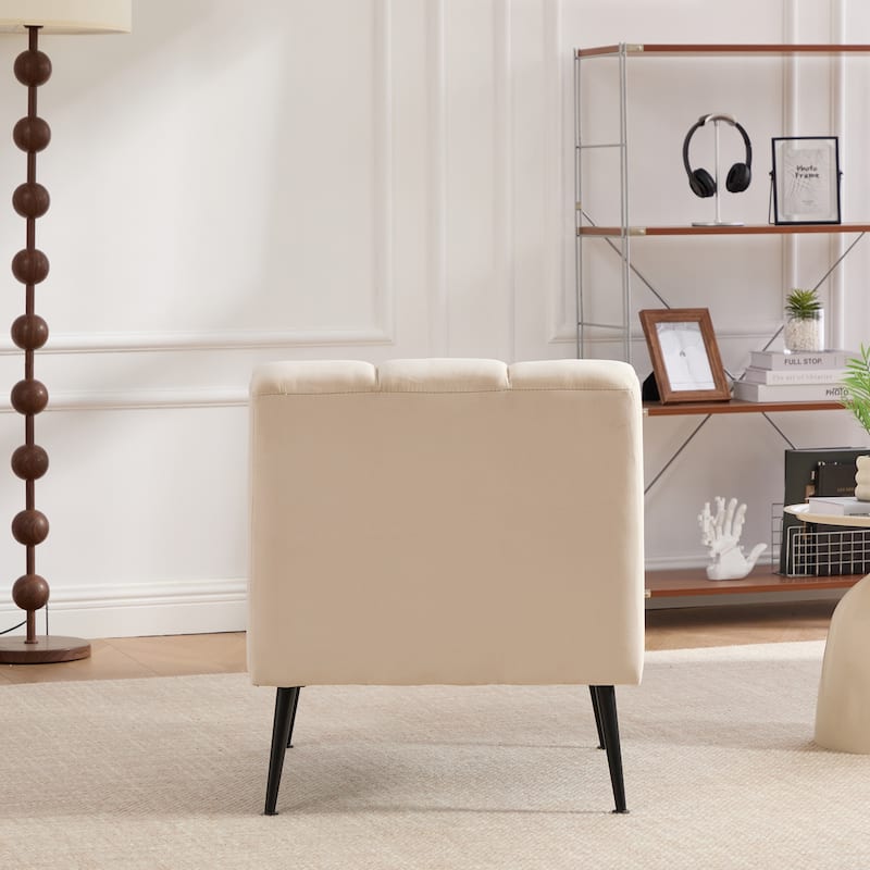 24.4" Wide Modern Upholstered Armless Chair With Black Metal Legs,Accent Chair