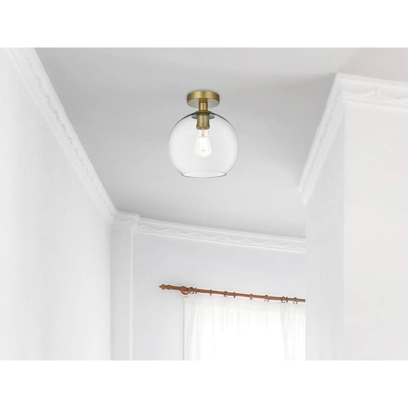 1-light Flush-mount Ceiling Fixture w/ 10-in. Spherical Clear Glass Shade