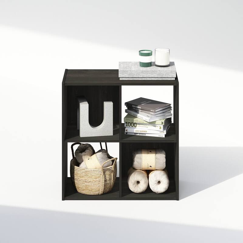 23.8 in. Tall Espresso Wood 4-Shelf Bookcase