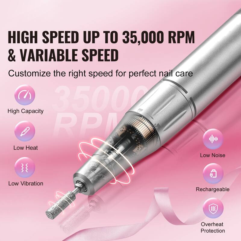 Electric Rechargeable Nail Drill for Manicure Pedicure Carve Polish