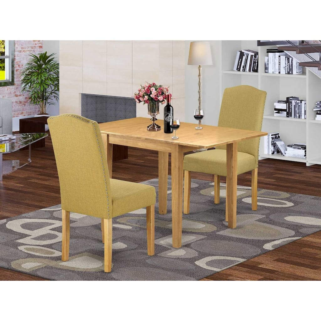 HomeStock 3-Piece Natural Brown Oak Finish Solid Wood Top Dining Table Set
