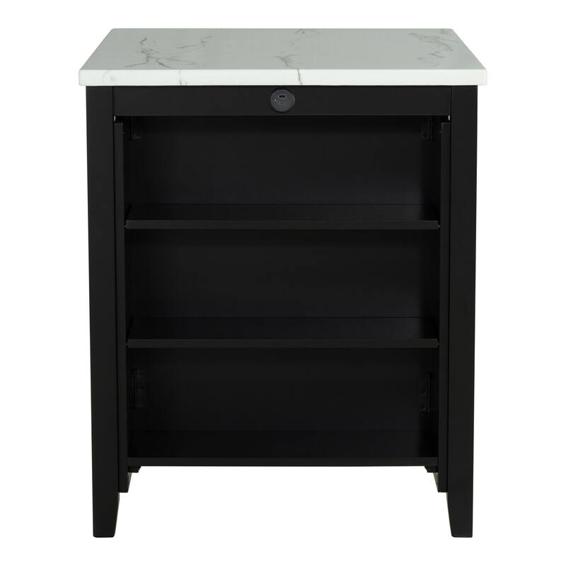 Furniture of America Manter 3-Piece Black Wood 3-Shelf Counter Height Dining Table Set with USB Ports
