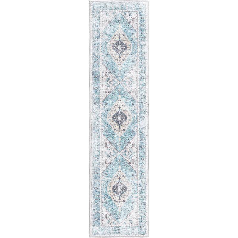 Traditional Tira Collection Area Rug - 2'x8' - Seaglass