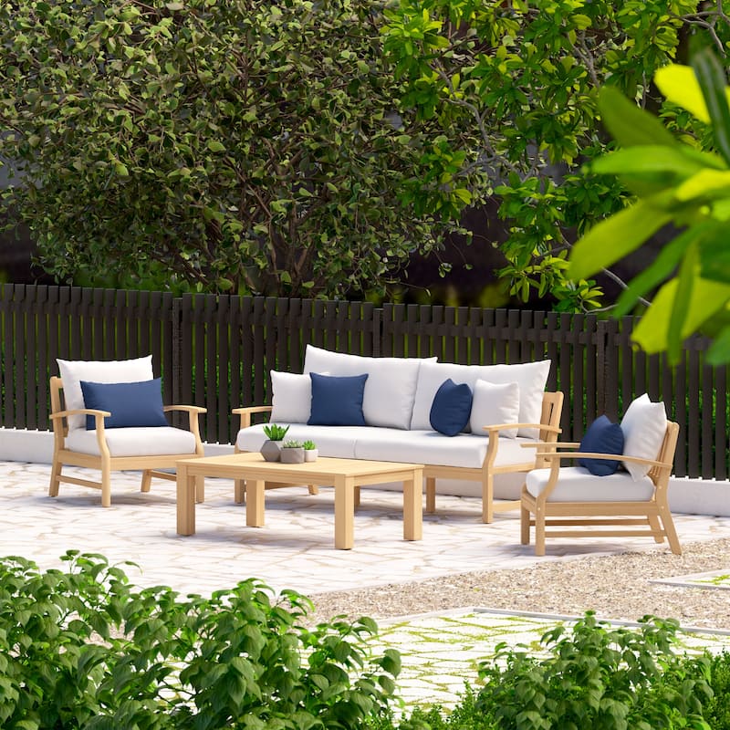 Kooper 4 Piece Sunbrella Outdoor Patio Sofa & Club Chair Set
