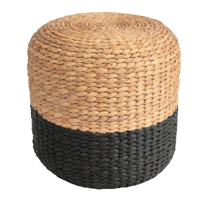 Aimee 15.7" Modern Minimalist Two-Tone Hand-Woven Hyacinth Stool