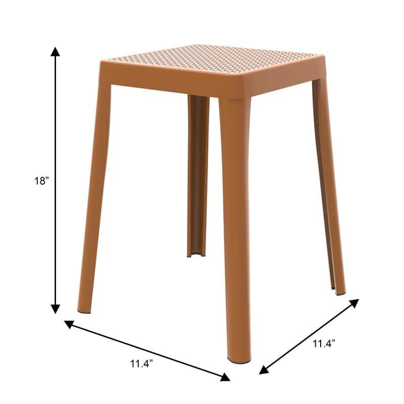 Tresse Modern Stackable Dining Stool with Wicker Seat for Dining Room, Garden, Patio, Indoor or Outdoor - No Assembly Required