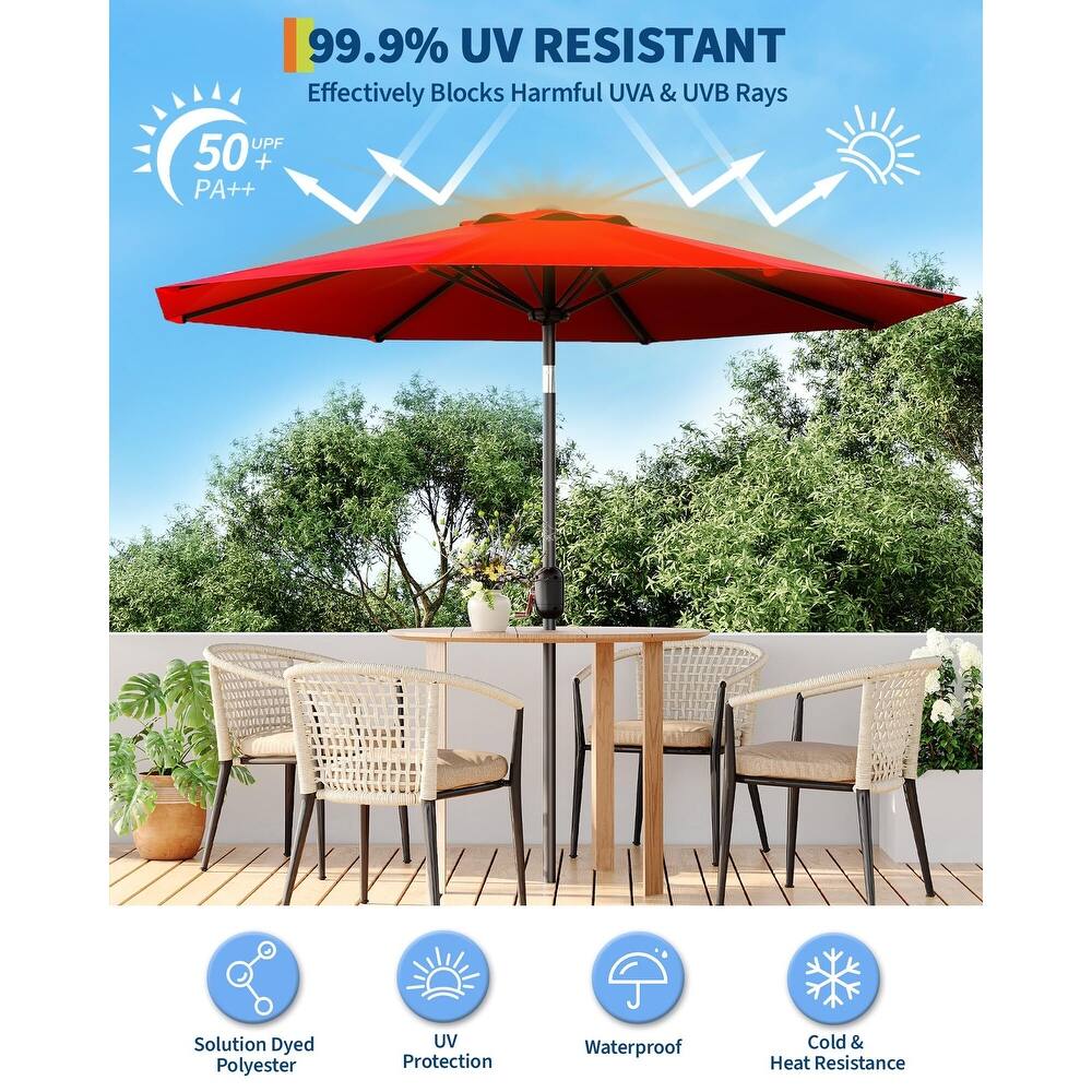Coromose 9FT Outdoor Patio Umbrella, 8 Sturdy Ribs, for Garden, Poolside, Deck