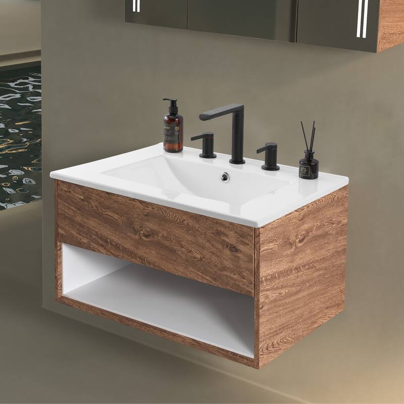 Aubert 3-Hole Classic Contemporary Rectangular Ceramic Single Sink Basin Vanity Top, by JONATHAN Y