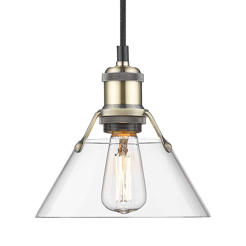 Yep by Golden Lighting Orwell 1-light 8in Pendant in Aged Brass and Clear Glass - Gold
