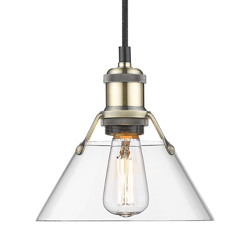 Yep by Golden Lighting Orwell 1-light 8in Pendant in Aged Brass and Clear Glass - Gold
