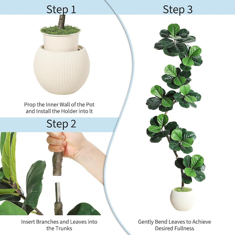 Fiddle Leaf Fig Artificial Tree, Fake Floor Plant for Home Decor