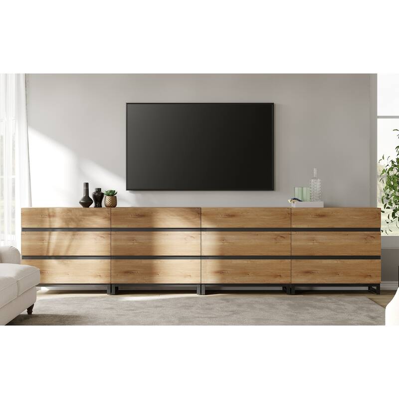 Modern TV Stand for TVs up to 120 inch, 4 in 1 TV Console with 12 Drawers, Media Console Table