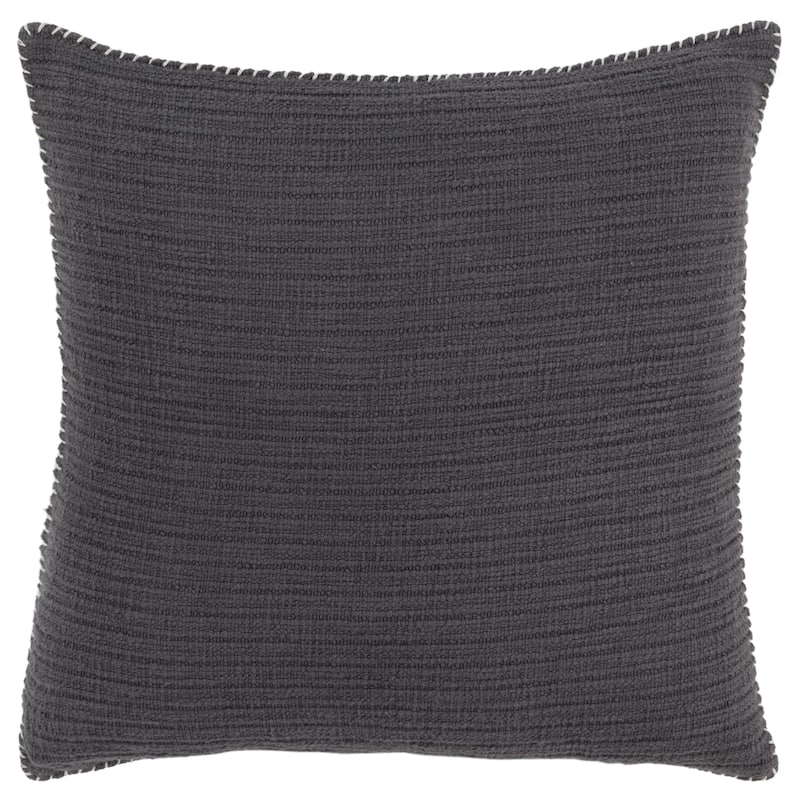 Rizzy Home Textured Stripe Woven Solid Throw Pillow - Grey - Polyester