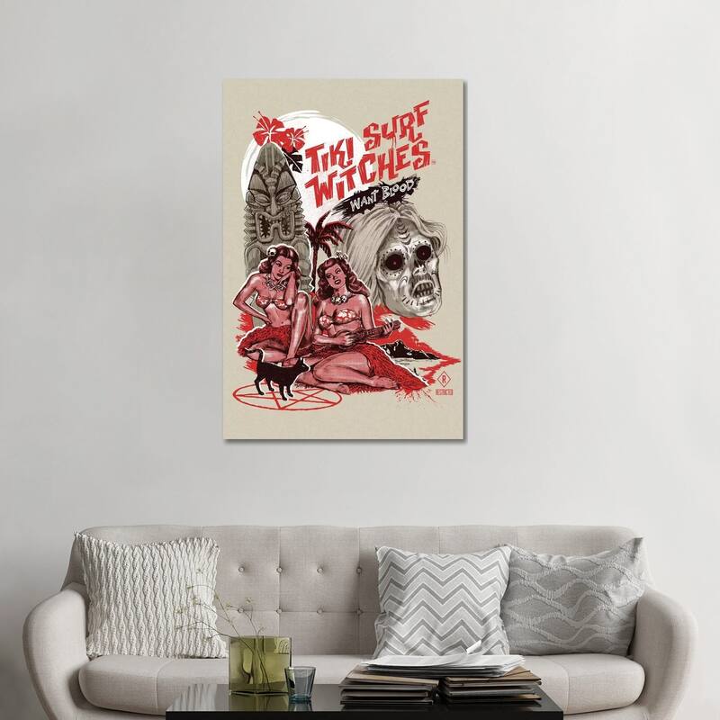 iCanvas "Tiki Surf Witches Want Blood" by Steven Rhodes Canvas Print - 48x32x1.5