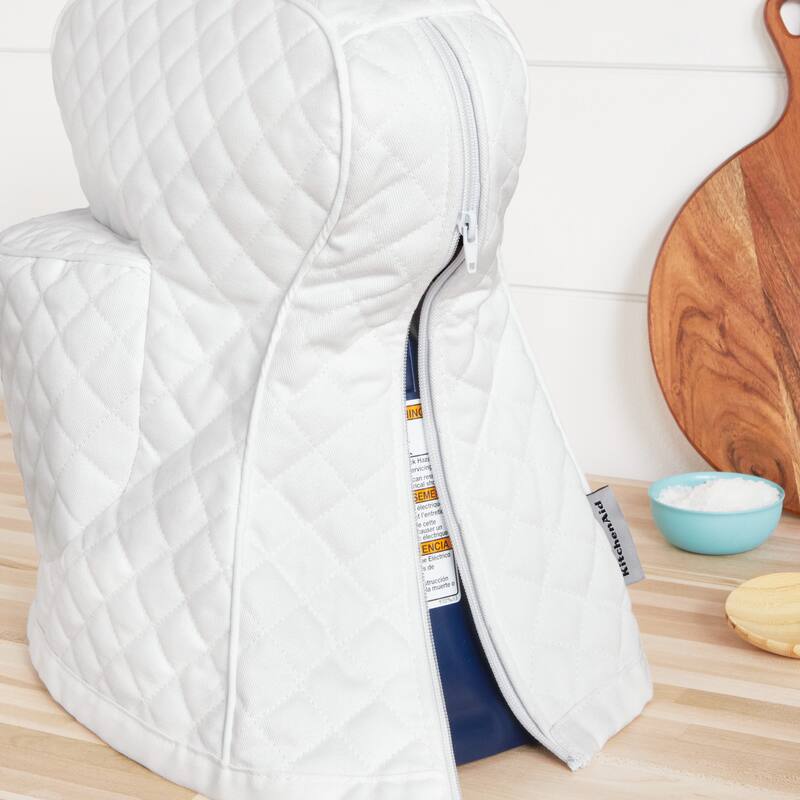 KITCHENAID Fitted Tilt-Head Solid Stand Mixer Cover with Storage Pocket, Quilted 100% Cotton