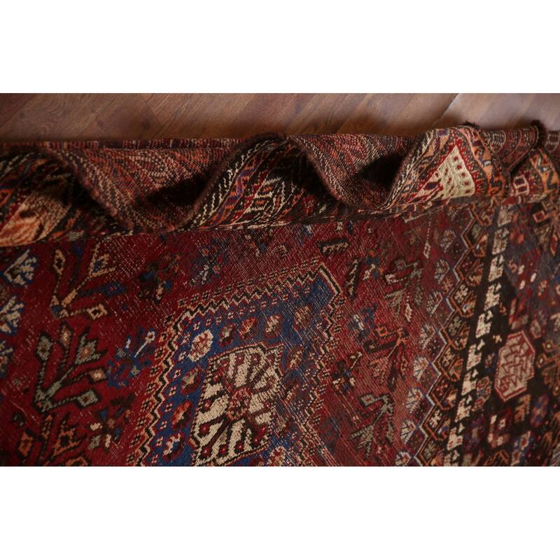 Vegetable Dye Shiraz Persian Antique Area Rug Hand-Knotted Wool Carpet - 5'7"x 8'2"