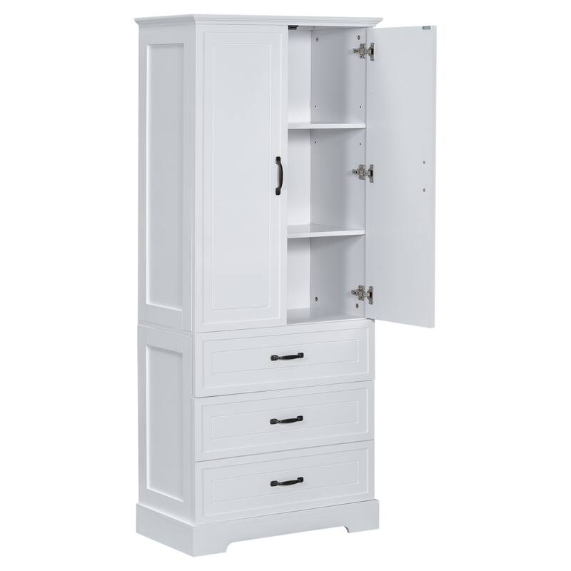 Tall Floor Cabinet Storage Cabinet with Adjustable Shelf, Freestanding Bookcase with Magnetic Door Design