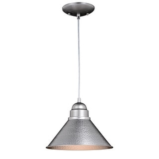Outland 1 Light Pewter Farmhouse Outdoor Barn Dome Pendant - 10-in W x 7.5-in H x 10-in D