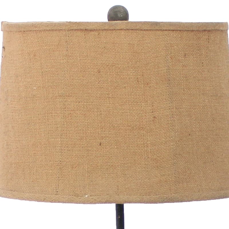 Metal Table Lamp Set of 2 with Flower Accent and Block Base,Beige and Gray
