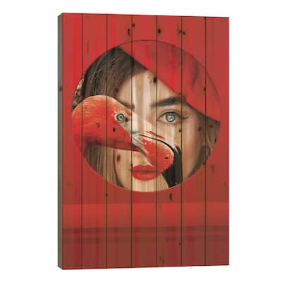 Red Womna, Abstract Art Print On Wood by Adrian Vieriu - Multi-Color