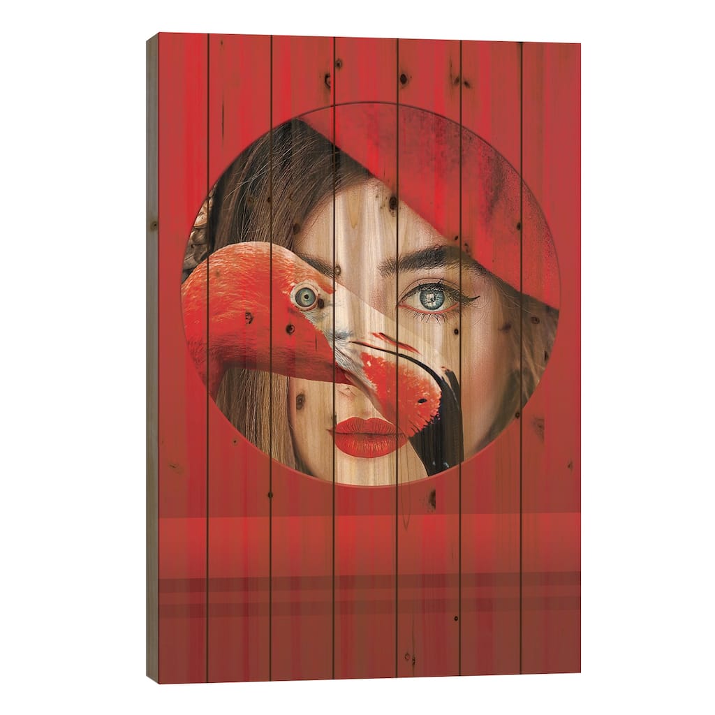 Red Womna, Abstract Art Print On Wood by Adrian Vieriu - Multi-Color