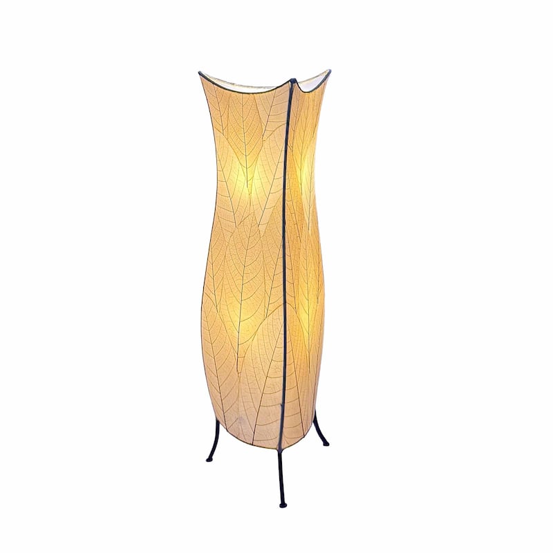 Eangee Handmade Flowerbud Large Floor Lamp, Cocoa Leaves Shade - 13 x 13 x 36