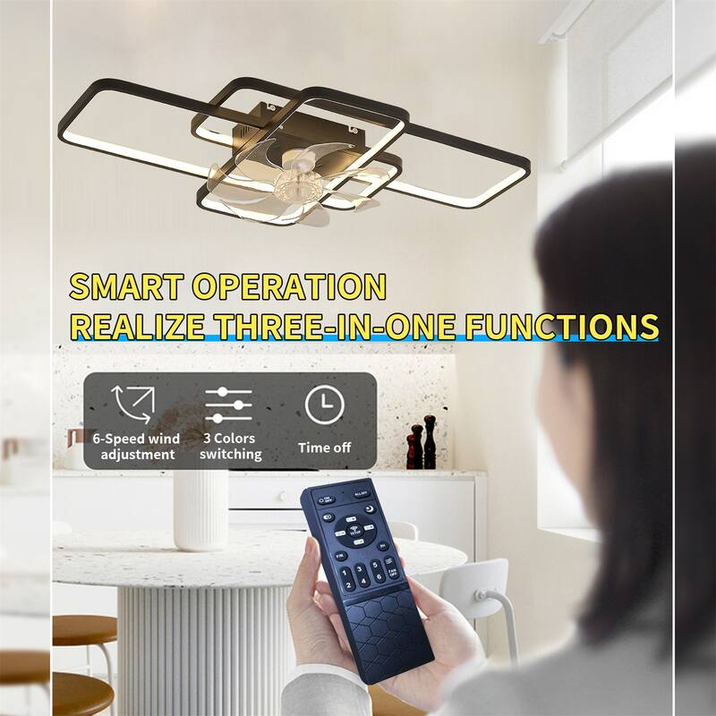 41" Ceiling Fan with Lights Remote Control Dimmable LED, 6 Gear Wind Speed