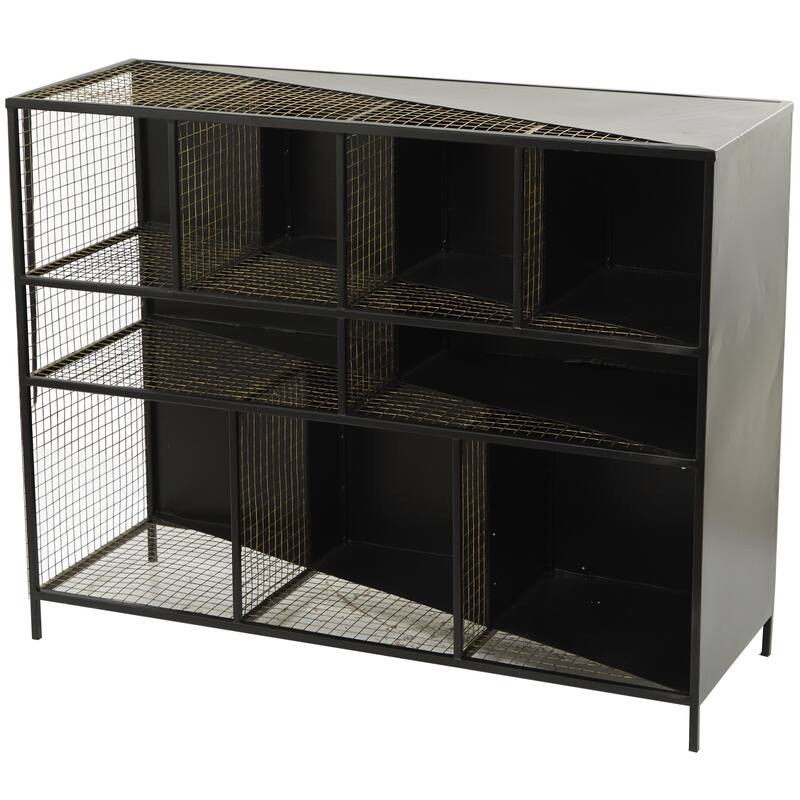 Metal 9 Storage Cupboard Console Table - Black - Roche River Decor - Black