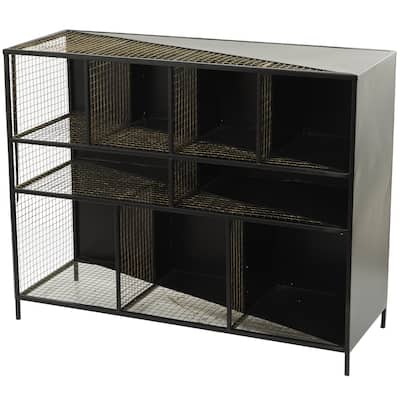 Metal 9 Storage Cupboard Console Table - Black - Roche River Decor