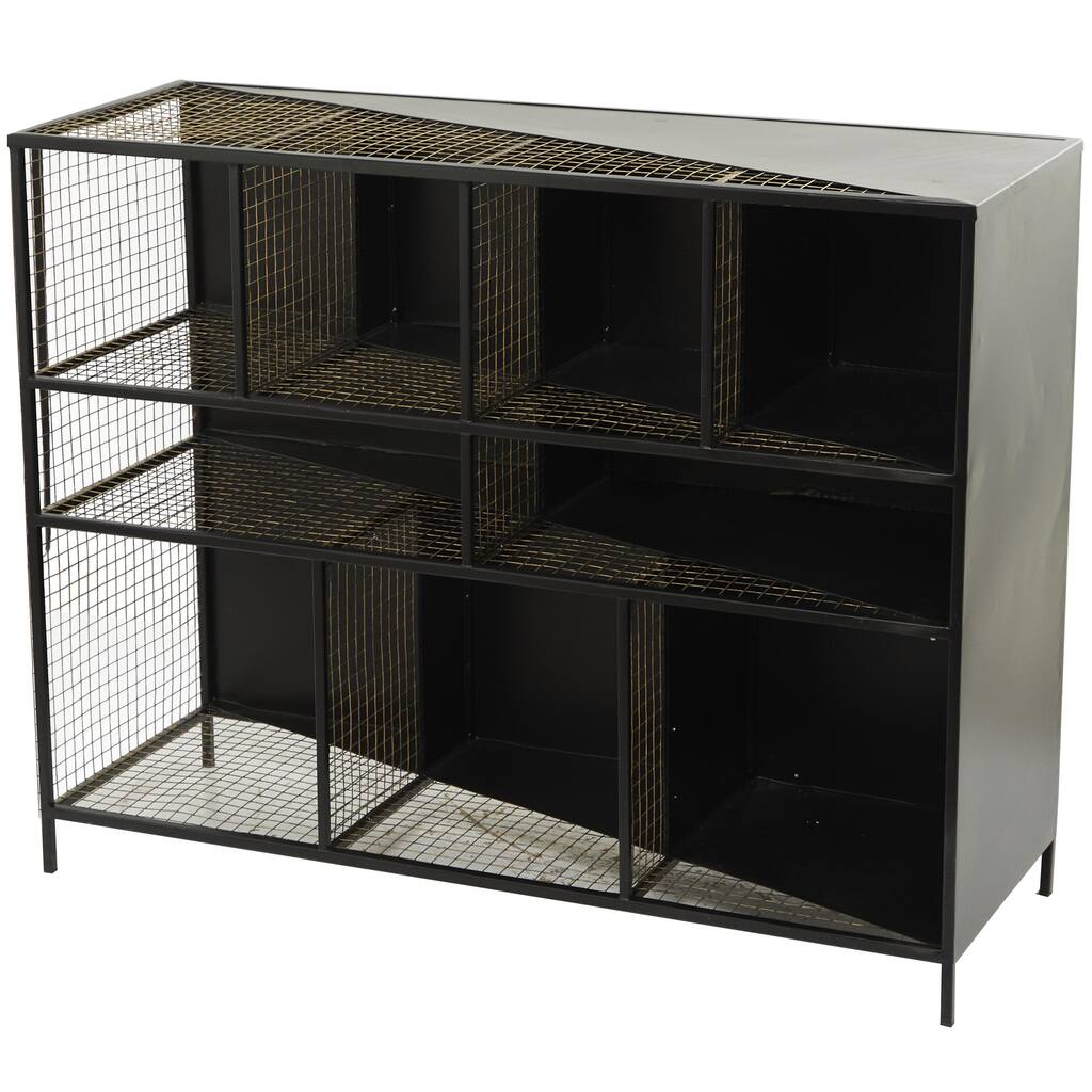 Metal 9 Storage Cupboard Console Table - Black - Roche River Decor