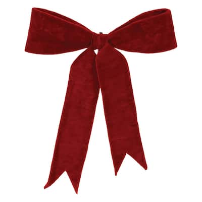 Wired Christmas Bow Decoration - 14.5" - Red - Set of 2