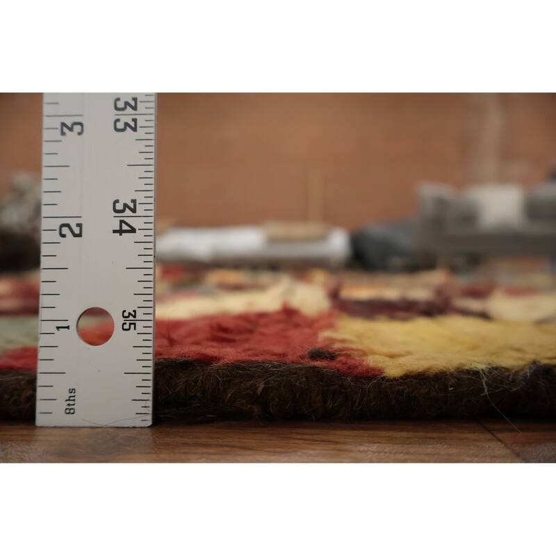 Hand Knotted Oriental 100% Wool Carpet Modern Geometric Brown Moroccan Area Rug - 9' 5'' X 6' 9''