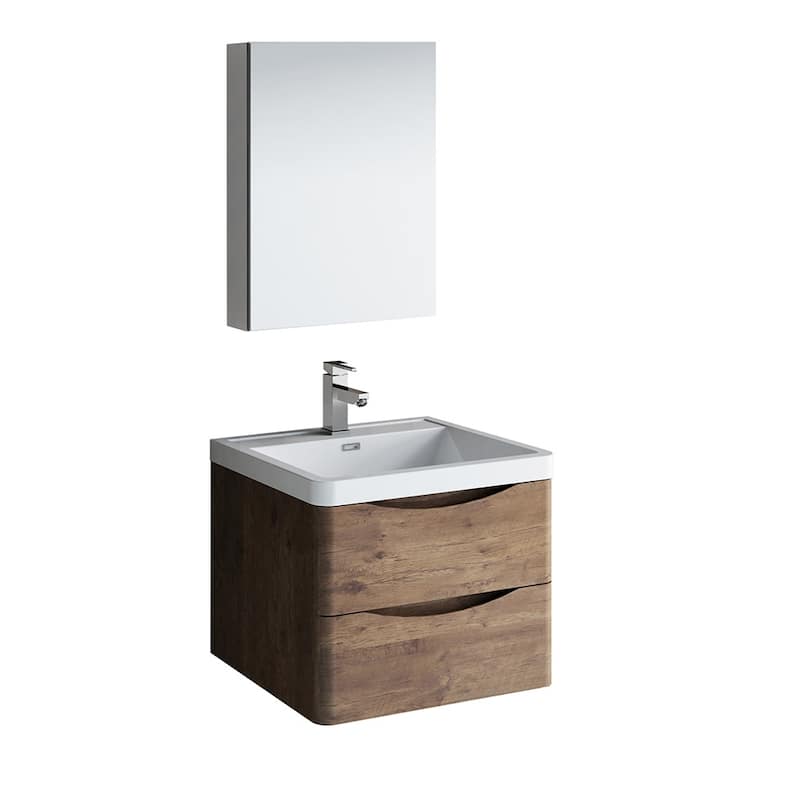 Fresca Tuscany 24" Wall Mounted Single Basin Vanity Set with Acrylic - Rosewood