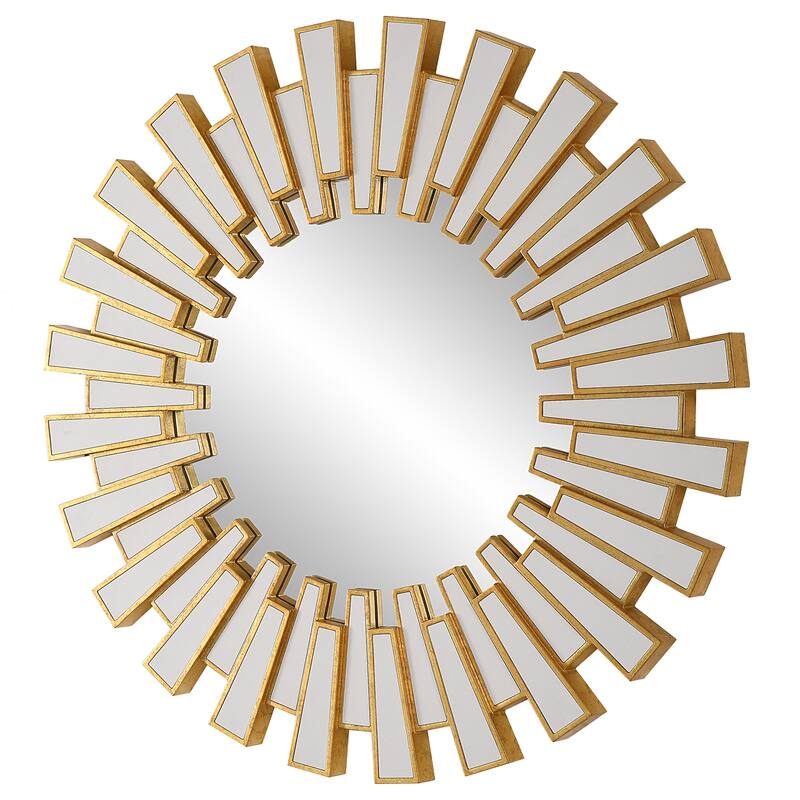 Copper Grove Gold Leaf Mirrored Rays Sunburst Wall Mirror