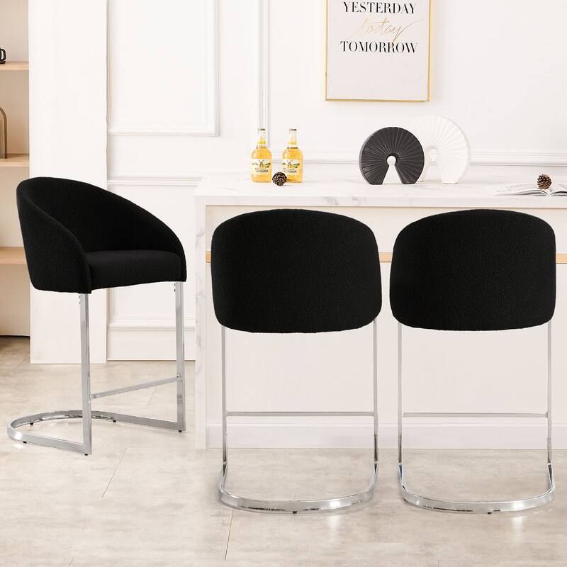 26" Fabric Upholstered Counter Height Bar Stools with Arms - 37" H x 22.4" W x 22" D