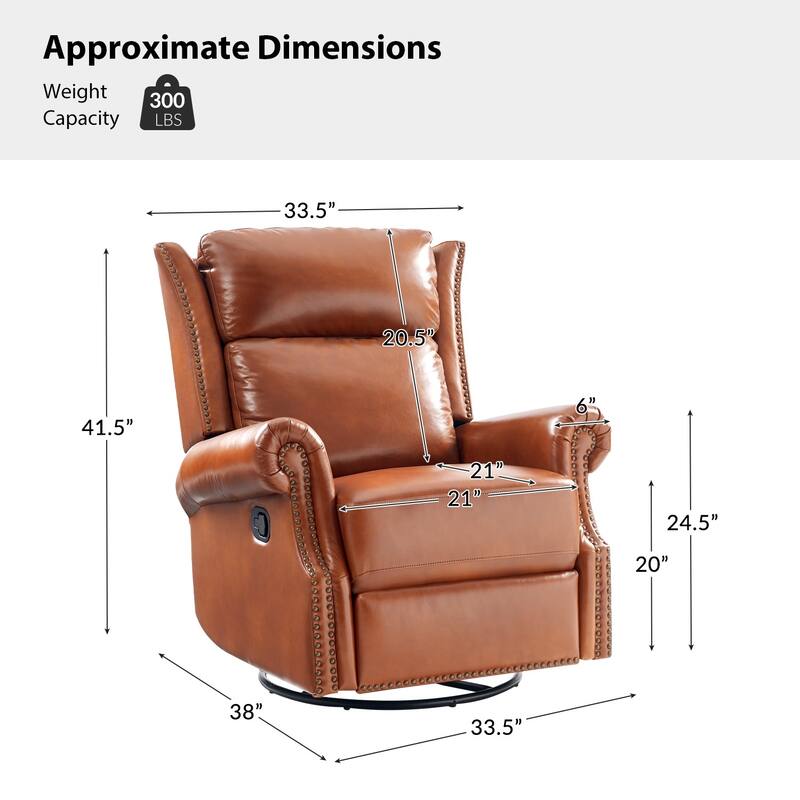 Viviana Traditional Genuine Leather Manual Swivel Glider Recliner Set of 2 by HULALA HOME