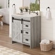 preview thumbnail 13 of 29, EROMMY Farmhouse Bathroom Vanity with Ceramic Top and Sliding Barn Door Sink Cabinet, Rustic Single Sink Vanity