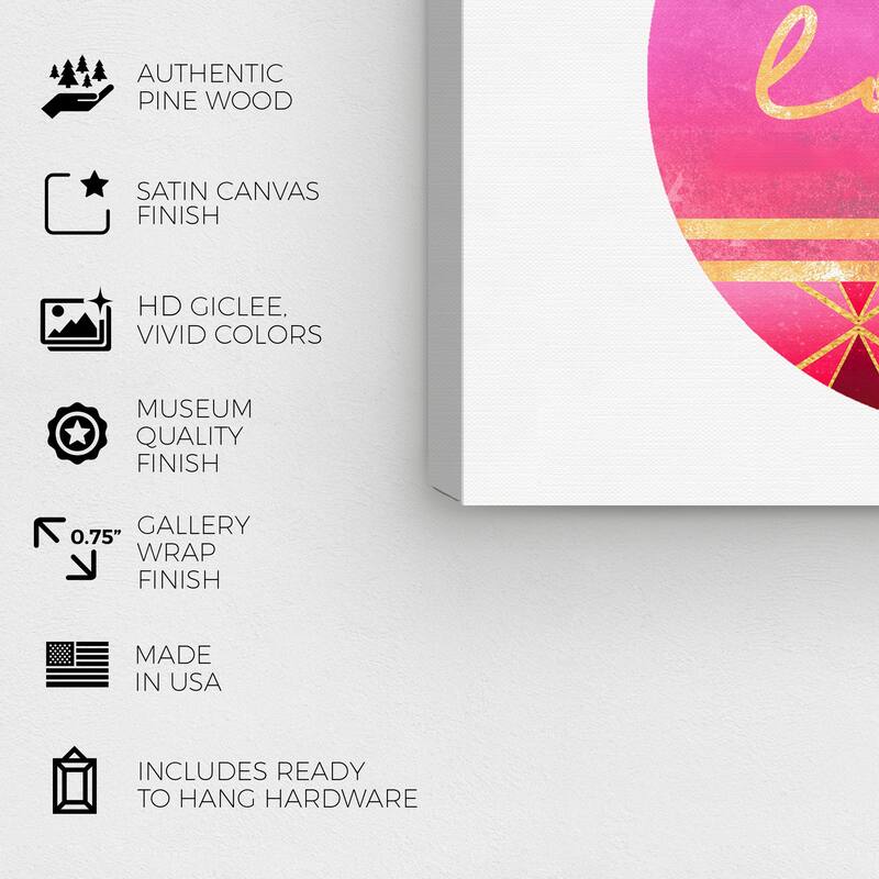 Wynwood Studio Prints Typography and Quotes Ruby Geo Ornament Pink and Dark Pink Modern & Contemporary Wall Art Canvas Print